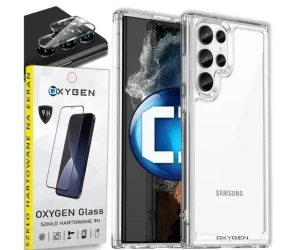 Etui na telefon Samsung S24 ULTRA Oxygen Pure Bezbarwne + Szkło PREMIUM + Szkło na aparat