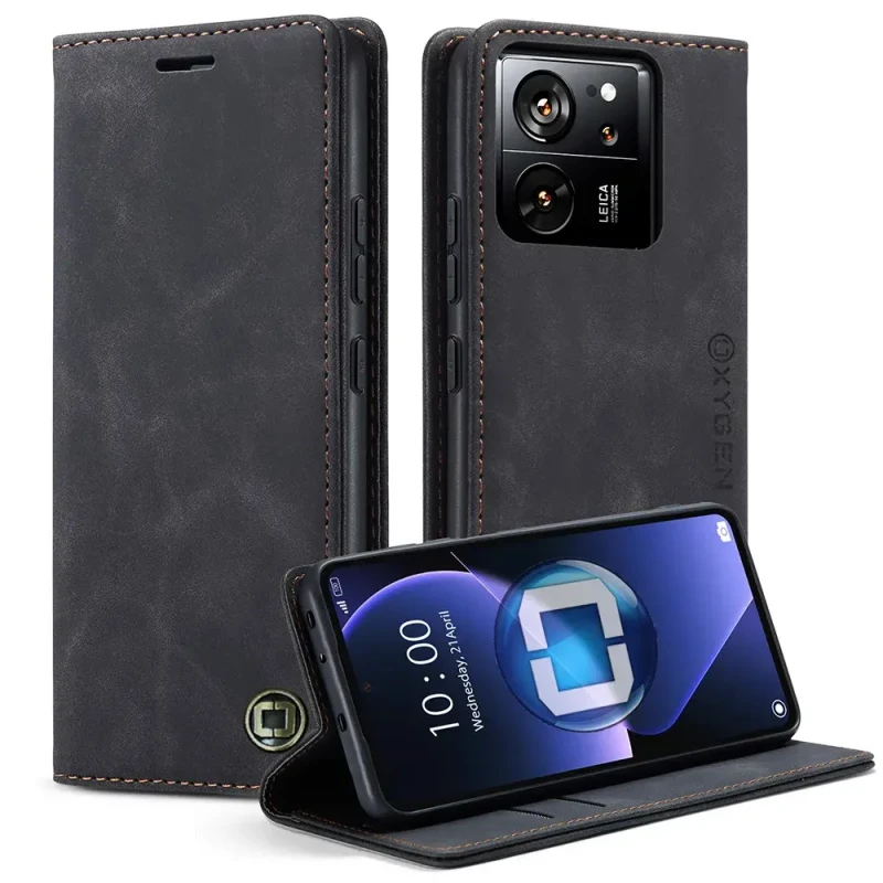 Etui Case KABURA skóra POKROWIEC OXYGEN BooK do XIAOMI 13T / PRO CZARNY