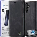 Etui skórzane kabura marki OXYGEN BooK do Samsung Galaxy S24 5G CZARNY | szkło ceramiczne