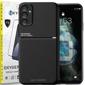 Etui na telefon Samsung A55 Oxygen IQS Czarne + Szkło Hartowane