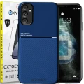 Etui pokrowiec OXYGEN IQS case do Samsung A55 + szkło hartowane na ekran niebieskie