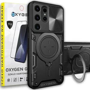Etui Case Oxygen Pokrowiec RR CZARNE do Samsung Galaxy S24 ULTRA + szkło PREMIUM