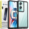 Etui Case OXYGEN PURE CZARNE pokrowiec do Reno Oppo A79 5G + szkło hartowane