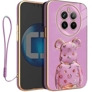 Etui OXYGEN Case Pokrowiec do Realme 12 PRO 5G | PRO PLUS 5G + uchwyt BeaR + Smycz FIOLETOWE
