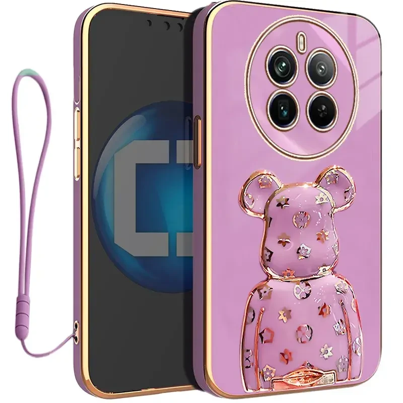 Etui OXYGEN Case Pokrowiec do Realme 12 PRO 5G | PRO PLUS 5G + uchwyt BeaR + Smycz FIOLETOWE