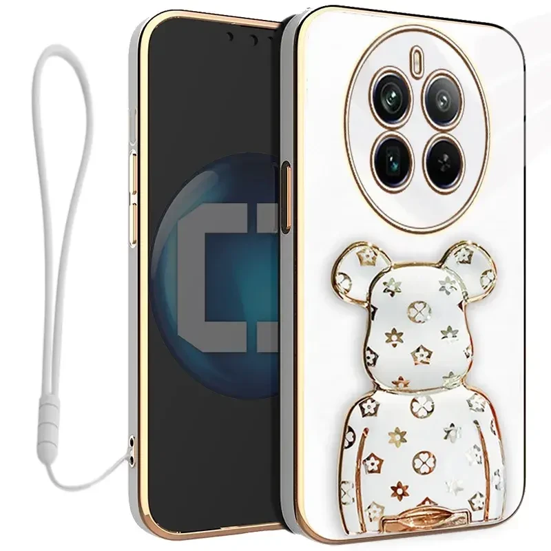 Etui OXYGEN Case Pokrowiec do Realme 12 PRO 5G | PRO PLUS 5G + uchwyt BeaR + Smycz BIAŁE