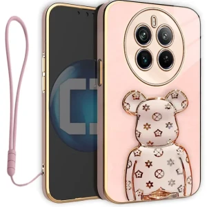 Etui OXYGEN Case Pokrowiec do Realme 12 PRO 5G | PRO PLUS 5G + uchwyt BeaR + Smycz RÓŻOWE