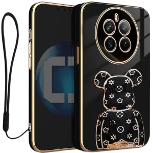 Etui na telefon Realme 12 PRO 5G | PRO PLUS 5G Czarne Oxygen + uchwyt BeaR + Smycz