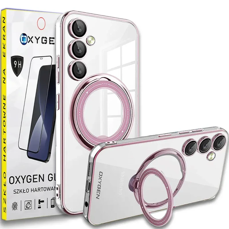 Etui Case OXYGEN MAGSave pokrowiec do Samsung Galaxy A25 RÓŻOWE+ szkło hartowane