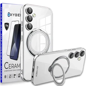 Etui na telefon Samsung Galaxy A35 Oxygen MagSave Srebrne + Szkło Ceramiczne