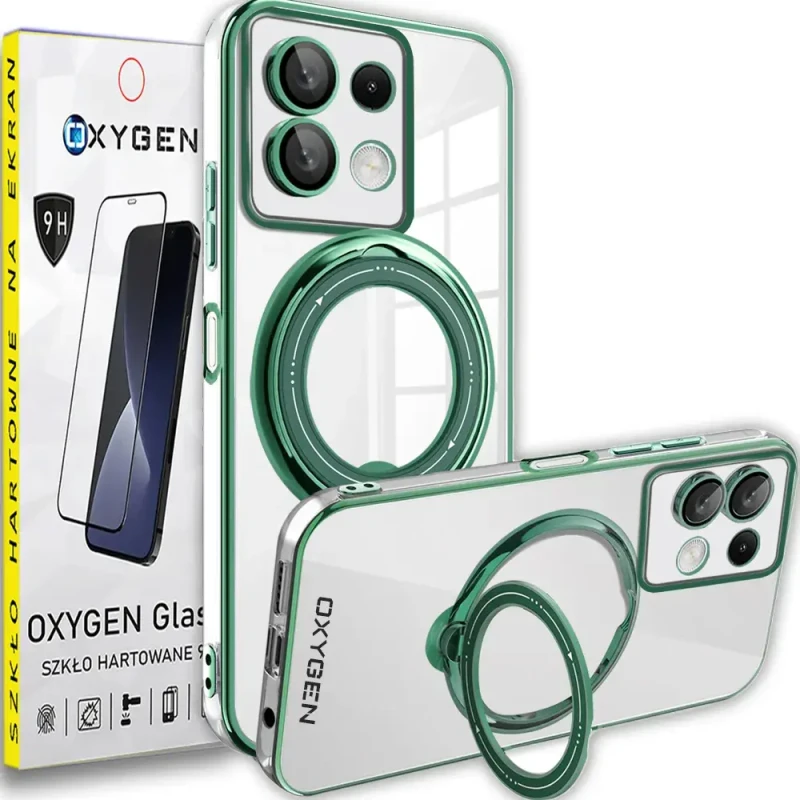 Etui Case OXYGEN MAGSave do Xiaomi Redmi Note 13 PRO 5G ZIELONE | szkło hartowane