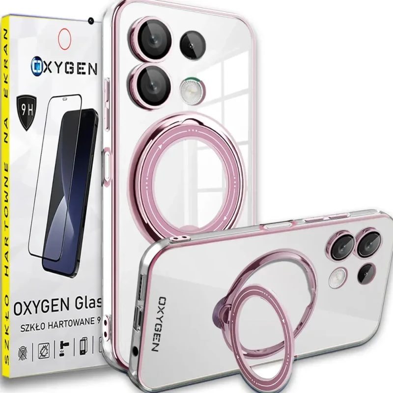 Etui Case OXYGEN MAGSave do Xiaomi Redmi Note 13 4G RÓŻOWE | szkło hartowane