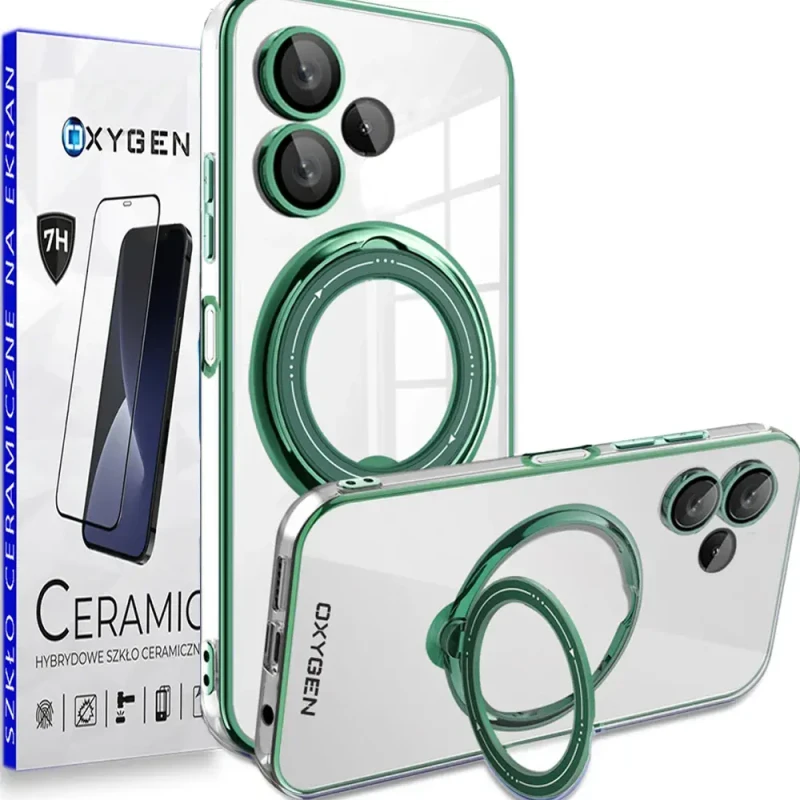 Etui Case OXYGEN MAGSave do Xiaomi Redmi Note 13 PRO PLUS 5G ZIELONE | folia CERAMICZNA
