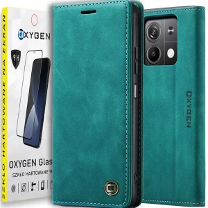 Etui na telefon Xiaomi Redmi NOTE 13 PRO 5G Szkło 9H Oxygen BooK Zielone