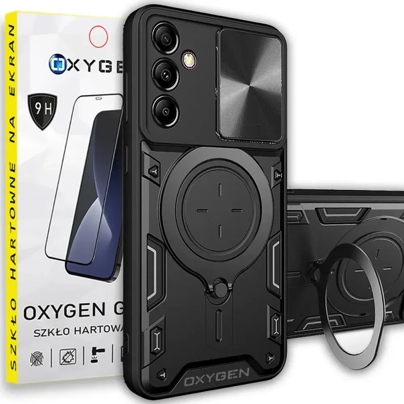 Etui Case Oxygen RR do Samsung Galaxy A25 + szkło hartowane na ekran CZARNE