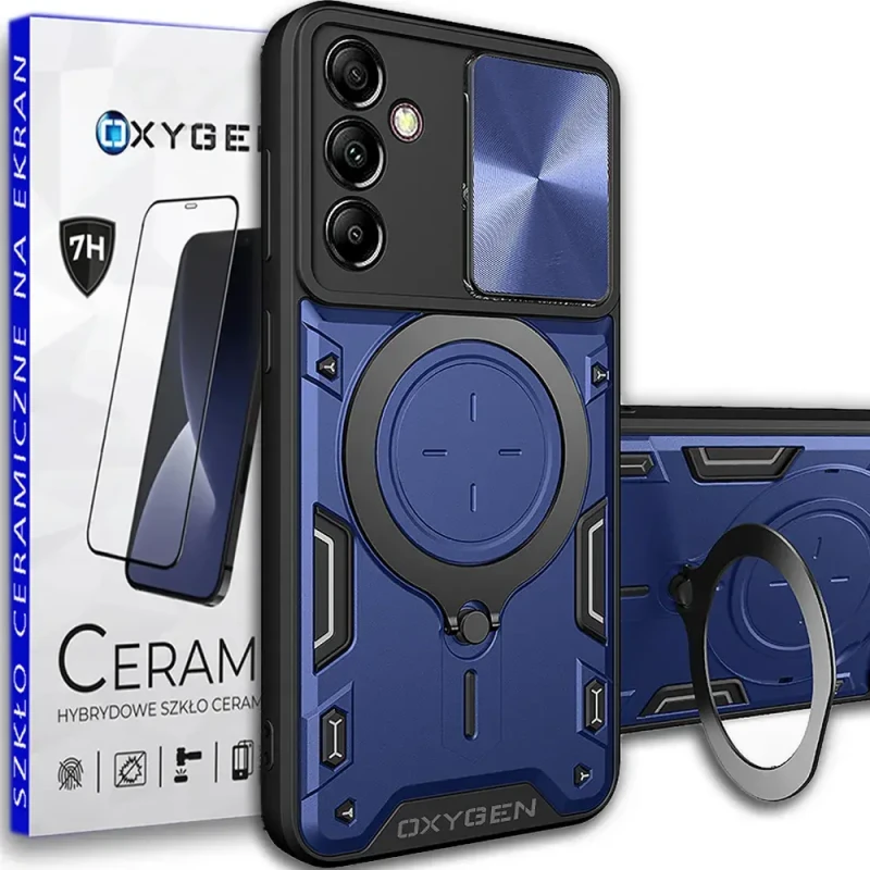 Etui Case Oxygen RR do Samsung Galaxy A25 + szkło ceramiczne na ekran NIEBIESKIE