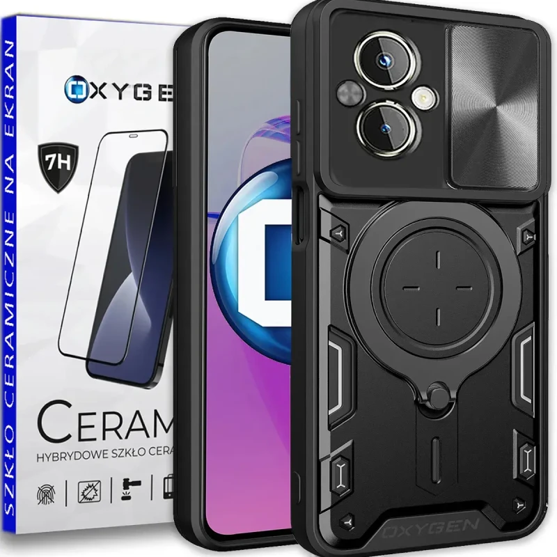 Etui Case Oxygen RR do Realme C67 4G + szkło ceramiczne na ekran CZARNE