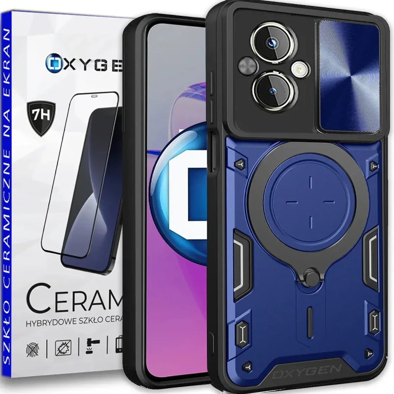 Etui Case Oxygen RR do Realme C67 4G + szkło ceramiczne na ekran NIEBIESKIE