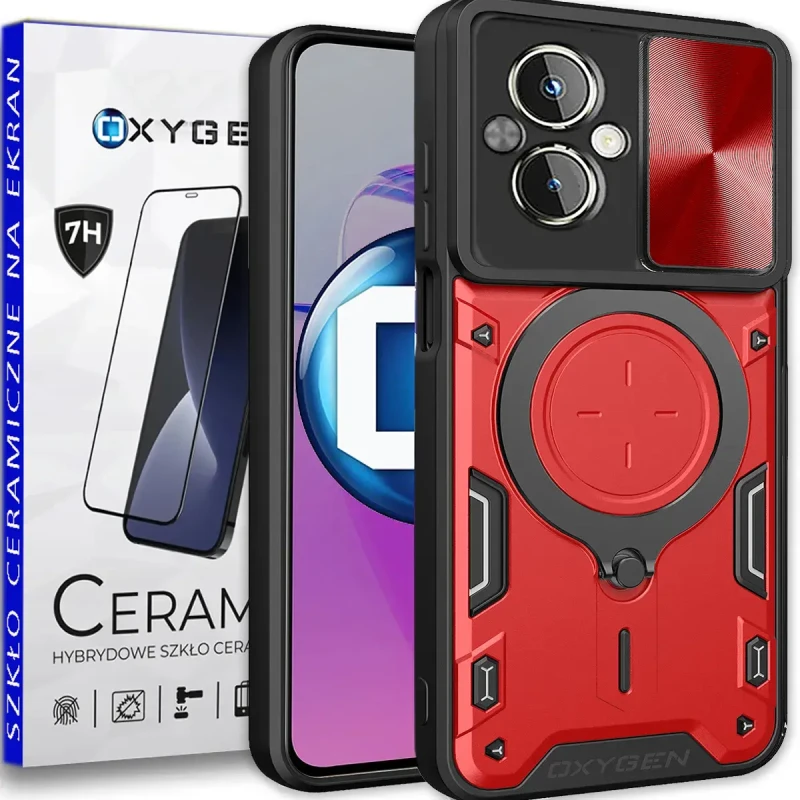 Etui Case Oxygen RR do Realme C67 4G + szkło ceramiczne na ekran CZERWONE