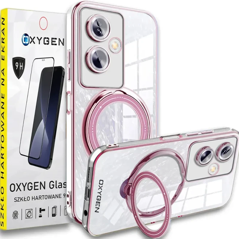 Etui Case pokrowiec OXYGEN MAGSave do Oppo A79 5G RÓŻOWE + szkło hartowane