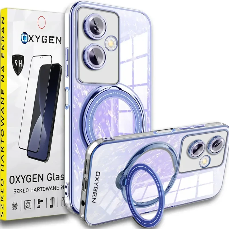 Etui Case pokrowiec OXYGEN MAGSave do Oppo A79 5G NIEBIESKIE + szkło hartowane