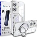 Etui Case pokrowiec OXYGEN MAGSave do Oppo A79 5G SREBRNE + szkło ceramiczne