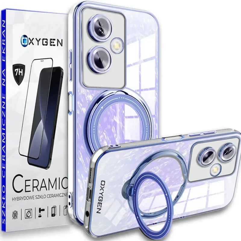 Etui Case pokrowiec OXYGEN MAGSave do Oppo A79 5G NIEBIESKIE + szkło ceramiczne