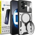 Etui Case Pokrowiec OXYGEN RR do Oppo A79 5G SREBRNE + SZKŁO HARTOWANE na ekran