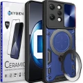 Etui Case Pokrowiec OXYGEN RR do Redmi 12 4G NIEBIESKIE + SZKŁO CERAMICZNE na ekran