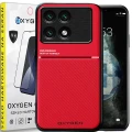 Etui CASE pokrowiec IQS OXYGEN do Xiaomi Poco X6 PRO 5G + szkło hartowane CZERWONE