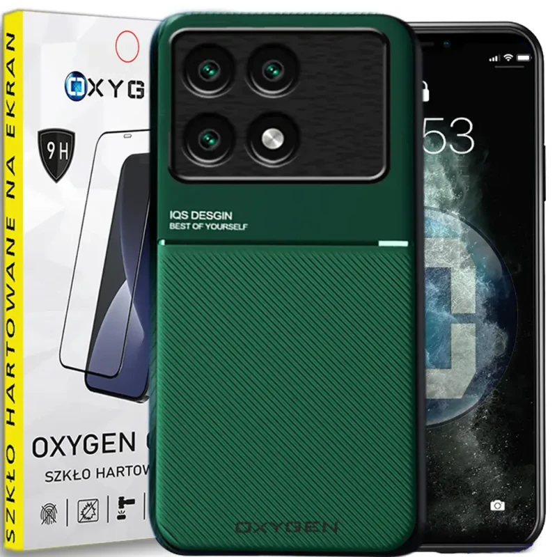 Etui CASE pokrowiec IQS OXYGEN do Xiaomi Poco X6 PRO 5G + szkło hartowane ZIELONE