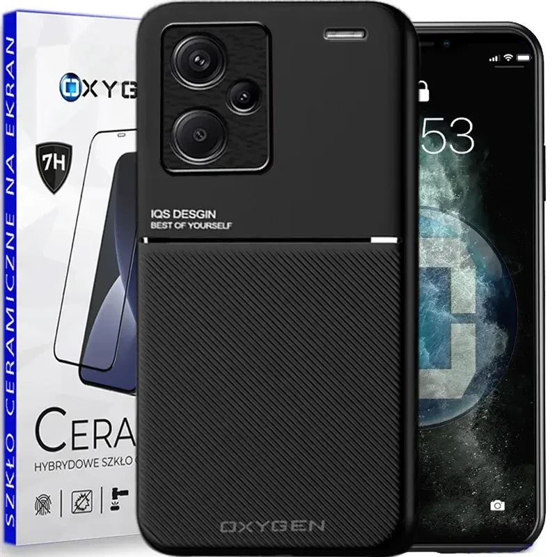 Etui CASE pokrowiec IQS OXYGEN do Redmi Note 13 PRO PLUS | + folia Ceramiczna CZARNE