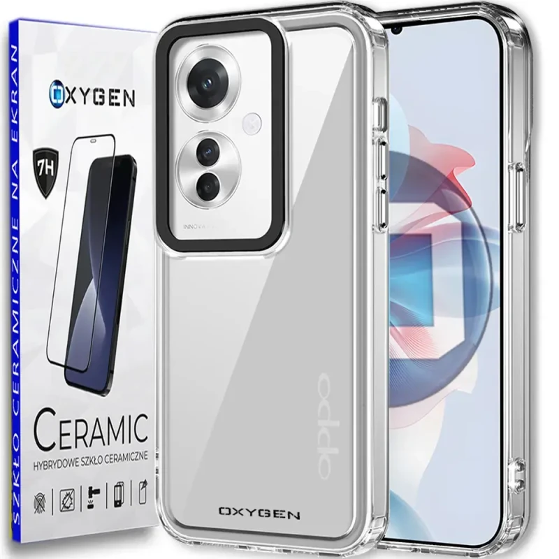 Etui Case OXYGEN PURE do OPPO Reno11 F 5G | Reno 11F + Szkło ceramiczne 9H BEZBARWNE