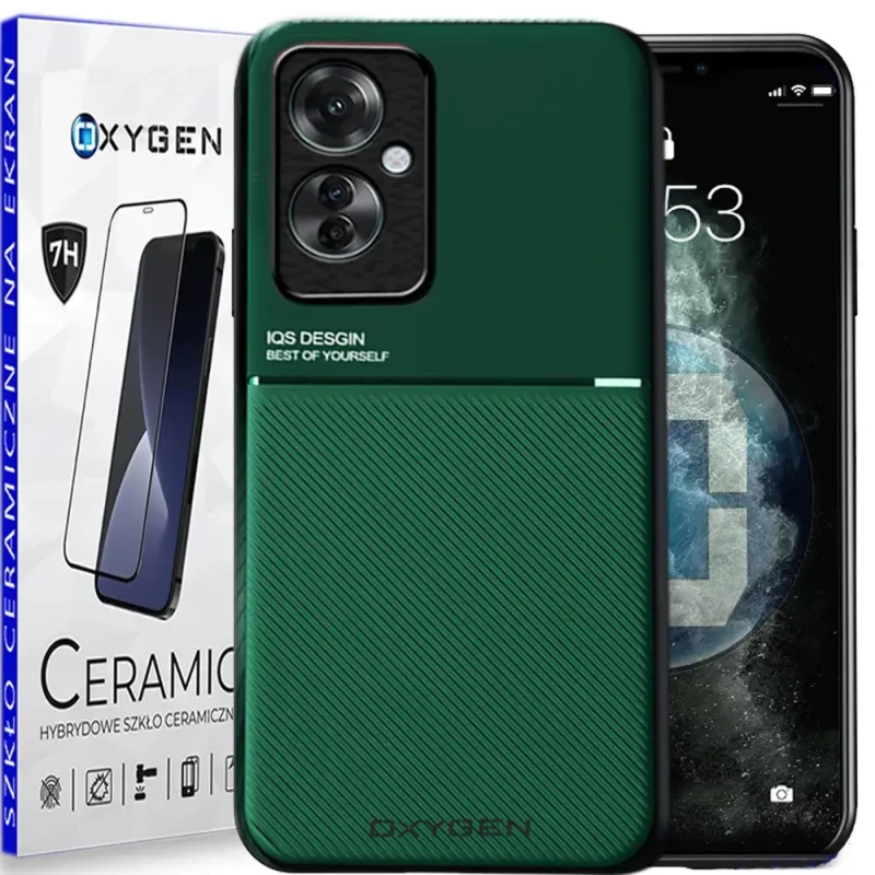 Etui CASE pokrowiec IQS OXYGEN do OPPO RENO11 F 5G ZIELONE + szkło CERAMICZNE