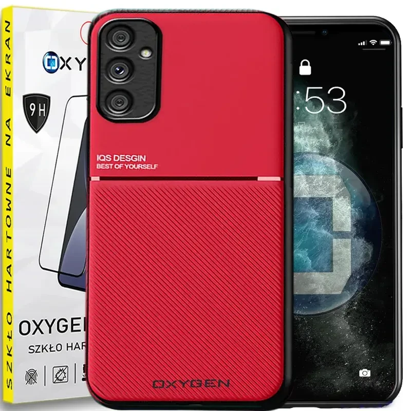 Etui pokrowiec OXYGEN IQS case do Samsung A35 5G + szkło hartowane na ekran CZERWONE