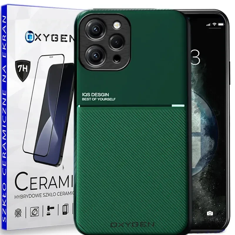 Etui pokrowiec IQS OXYGEN Case do Xiaomi Redmi 12 4G ZIELONE | szkło CERAMICZNE