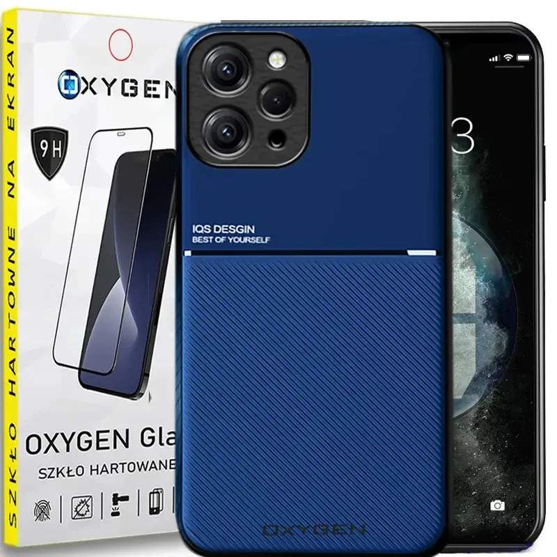 Etui pokrowiec IQS OXYGEN Case do Xiaomi Redmi 12 4G NIEBIESKIE | szkło hartowane