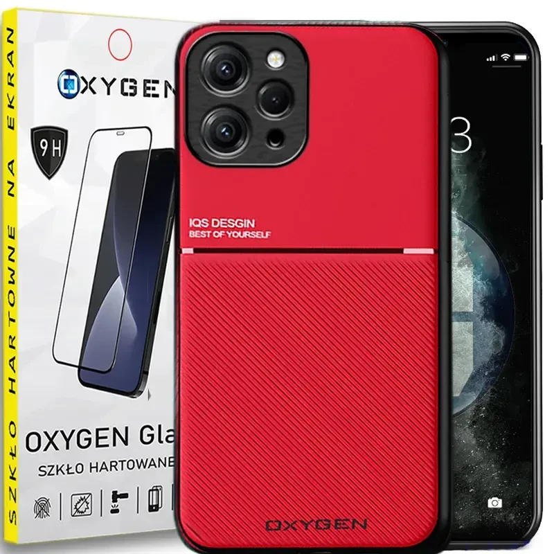 Etui pokrowiec IQS OXYGEN Case do Xiaomi Redmi 12 4G CZERWONE | szkło hartowane