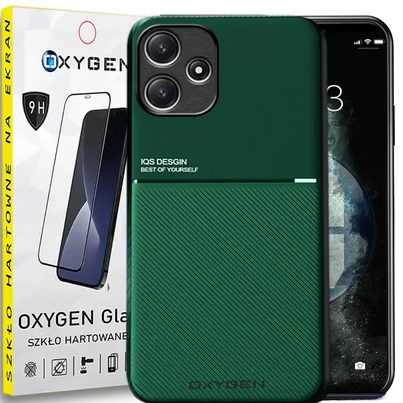 Etui pokrowiec IQS OXYGEN Case do Xiaomi Redmi 12 5G ZIELONE | szkło Hartowane