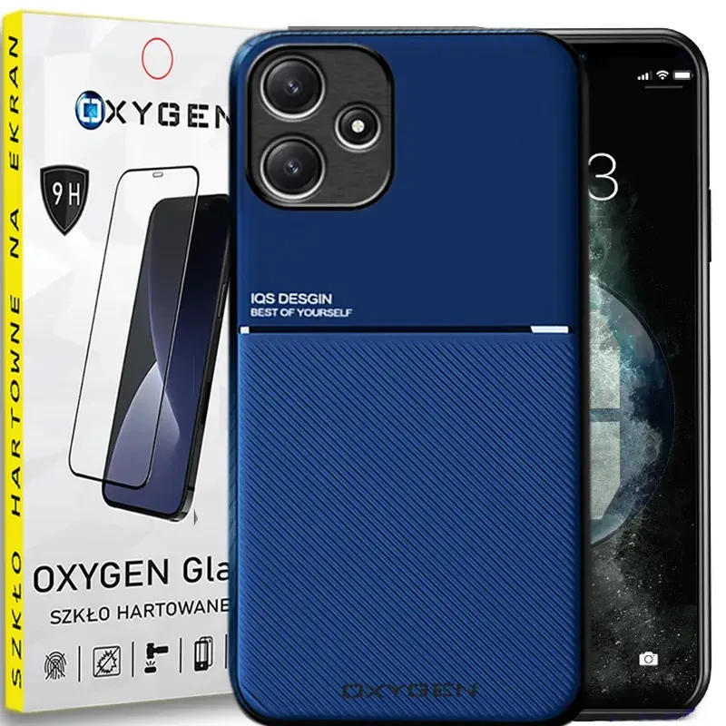 Etui pokrowiec IQS OXYGEN Case do Xiaomi Redmi 12 5G NIEBIESKIE | szkło Hartowane