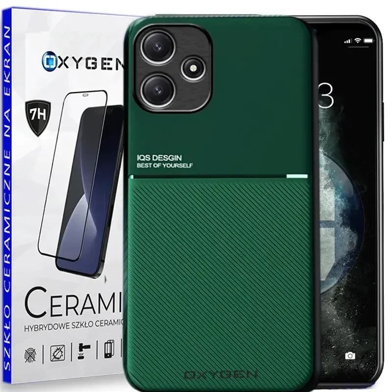 Etui pokrowiec IQS OXYGEN Case do Xiaomi Redmi 12 5G ZIELONE | szkło CERAMICZNE