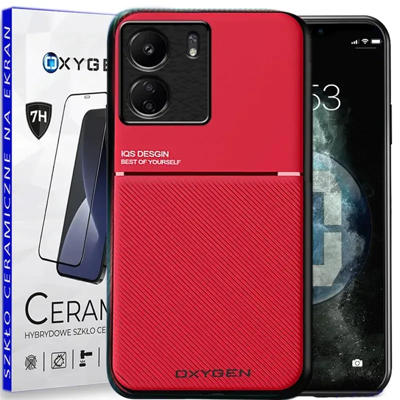 Etui pokrowiec IQS OXYGEN Case do Xiaomi Redmi 13c 4G CZERWONE | szkło CERAMICZNE