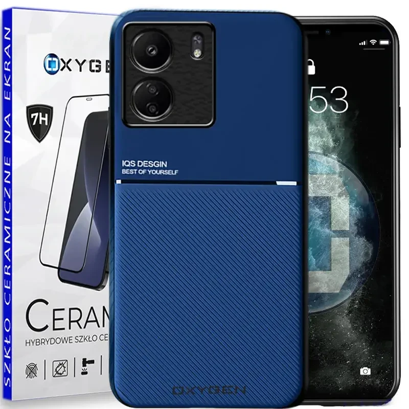 Etui pokrowiec IQS OXYGEN Case do Xiaomi Redmi 13c 4G NIEBIESKIE | szkło CERAMICZNE