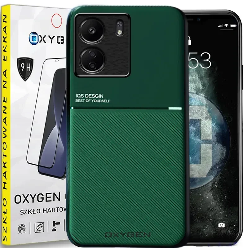 Etui pokrowiec IQS OXYGEN Case do Xiaomi Redmi 13c 4G ZIELONE | szkło hartowane