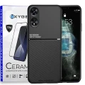 Etui case OXYGEN IQS do Reno OPPO A58 4G CZARNE | szkło hartowane na ekran