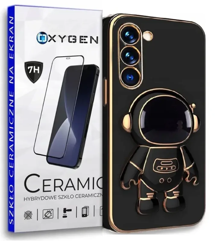 Etui ochronne Case pokrowiec OXYGEN ASTRO do Samsung A55 + SZKŁO CERAMICZNE | CZARNE
