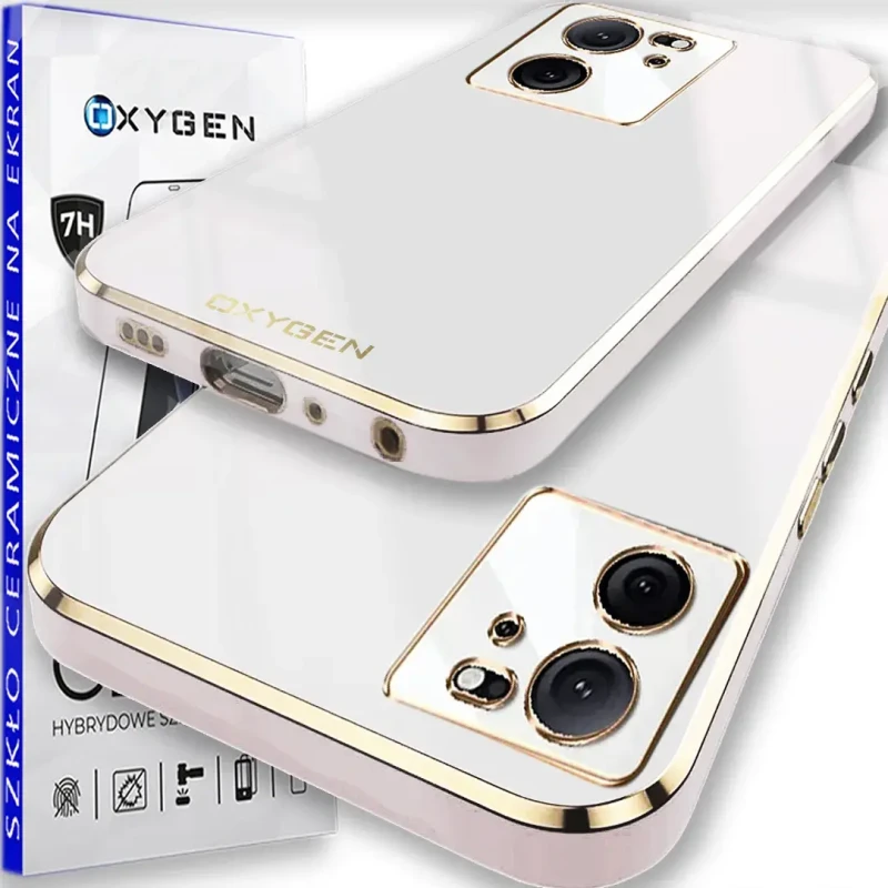 Etui GLOW OXYGEN Case Pokrowiec do Xiaomi 13T / 13T PRO BIAŁE + szkło CERAMICZNE