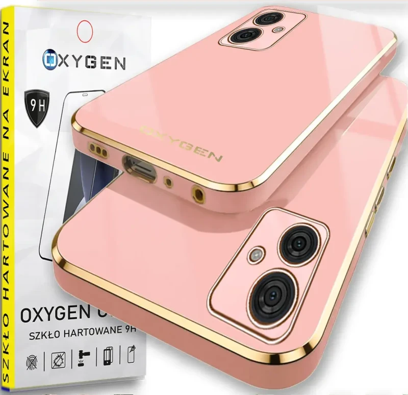 Etui GLOW OXYGEN Case Pokrowiec do Motorola Moto G54 RÓŻOWE + szkło HARTOWANE
