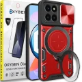 PANCERNE etui case marki OXYGEN RR do Honor X6a + szkło Hartowane na ekran | CZERWONE