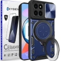 PANCERNE etui case marki OXYGEN RR do Honor X6a + szkło CERAMICZNE na ekran | NIEBIESKIE